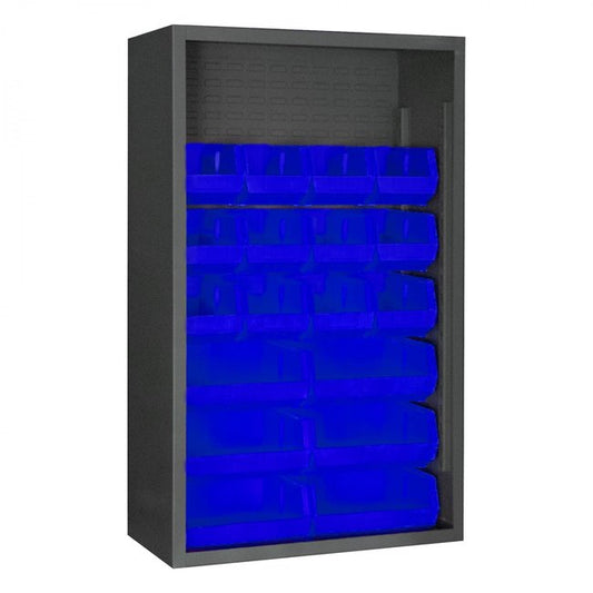 DURHAM MFG 5002-18-5295 Enclosed Shelving, 18 Blue Bins