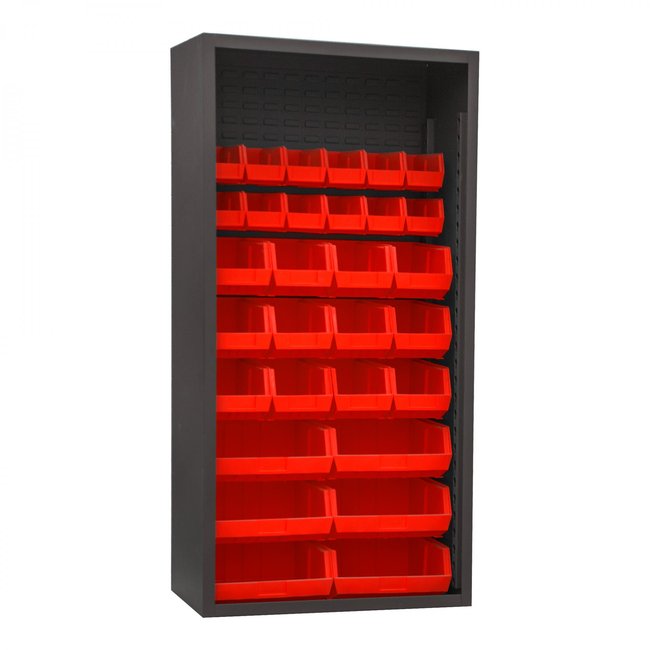 DURHAM MFG 5003-30-1795 Enclosed Shelving, 30 Red Bins