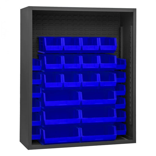 DURHAM MFG 5014-30-5295 Enclosed Shelving, 30 Blue Bins