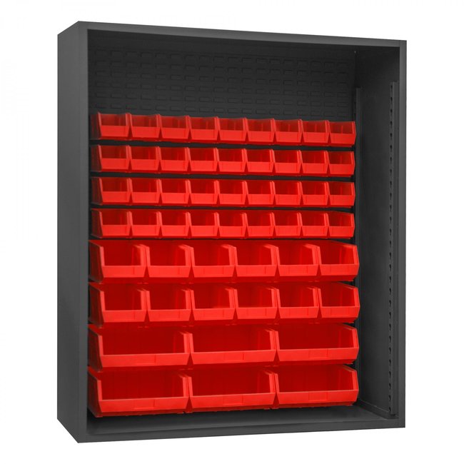 DURHAM MFG 5019-54-1795 Enclosed Shelving, 54 Red Bins