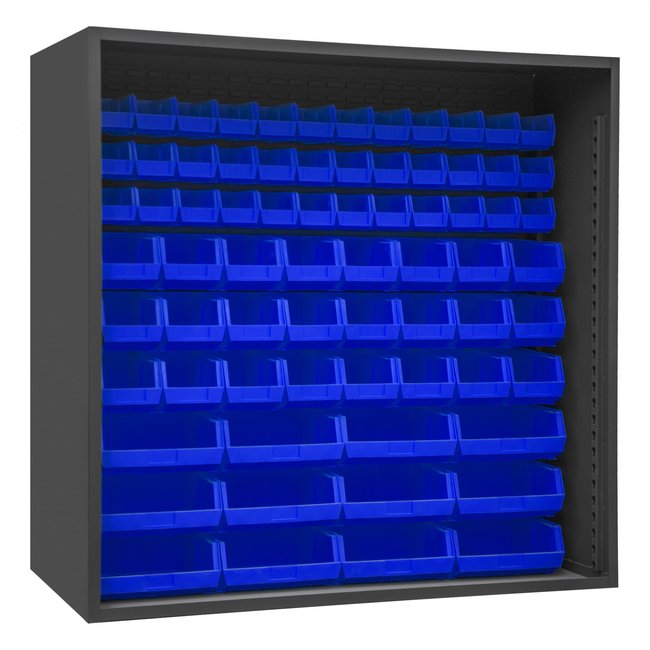 DURHAM MFG 5023-72-5295 Enclosed Shelving, 72 Blue Bins