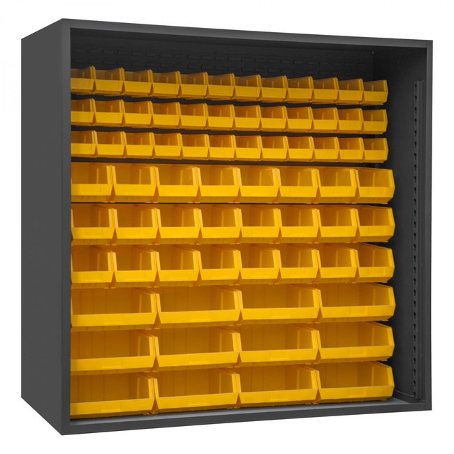 DURHAM MFG 5023-72-95 Enclosed Shelving, 72 Yellow Bins