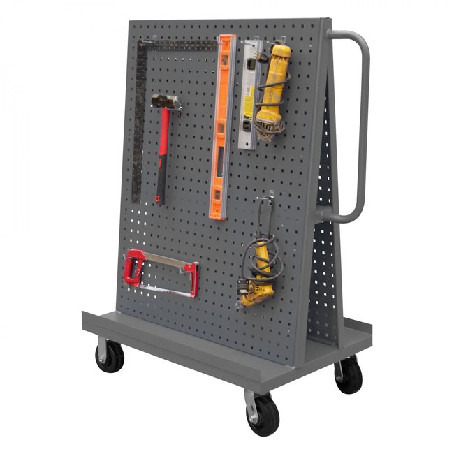 DURHAM MFG AF-243652-PBS60-5PH-95 A-Frame Truck, Pegboard Panels, Gray
