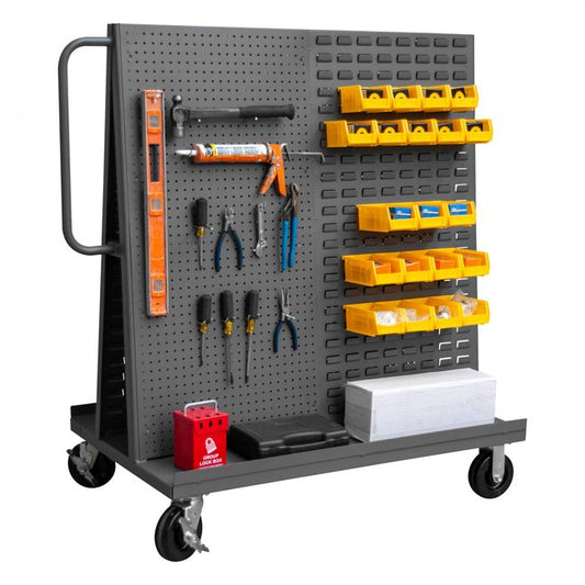 DURHAM MFG AF-3048-PBLP-BS-95 A-Frame Truck, Louvered, Pegboard, Gray