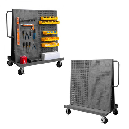 DURHAM MFG AF-3048-PBLP-BS-95 A-Frame Truck, Louvered, Pegboard, Gray