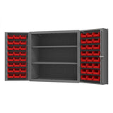 DURHAM MFG DC-243636-48-2S-1795 Cabinet, 2 Shelves, 48 Red Bins