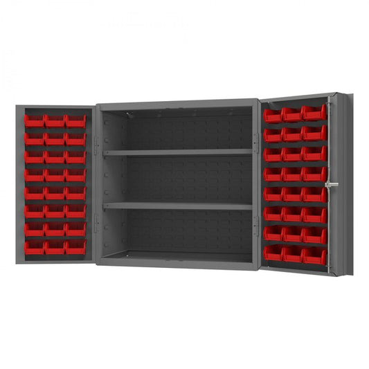 DURHAM MFG DC-243636-48-2S-1795 Cabinet, 2 Shelves, 48 Red Bins