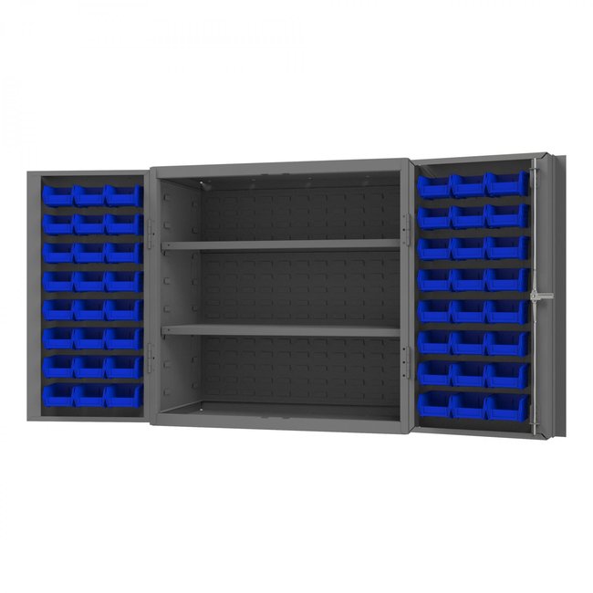 DURHAM MFG DC-243636-48-2S-5295 Cabinet, 2 Shelves, 48 Blue Bins