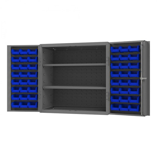 DURHAM MFG DC-243636-48-2S-5295 Cabinet, 2 Shelves, 48 Blue Bins