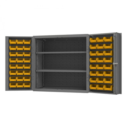 DURHAM MFG DC-243636-48-2S-95 Cabinet, 2 Shelves, 48 Yellow Bins