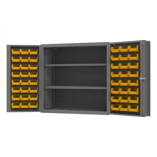 DURHAM MFG DC-243636-48-2S-95 Cabinet, 2 Shelves, 48 Yellow Bins