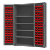 DURHAM MFG DC-DLP-96-4S-1795 Cabinet, 4 Shelves, 96 Red Bins