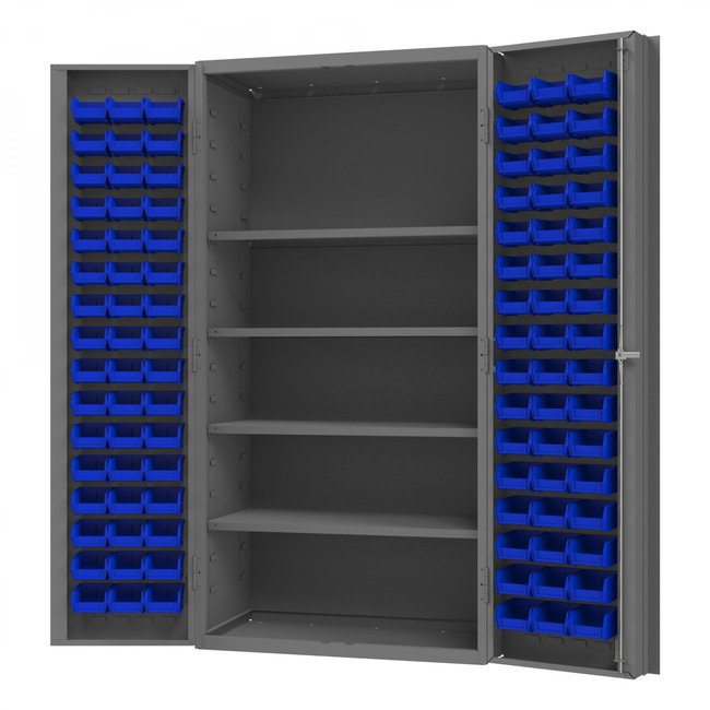 DURHAM MFG DC-DLP-96-4S-5295 Cabinet, 4 Shelves, 96 Blue Bins