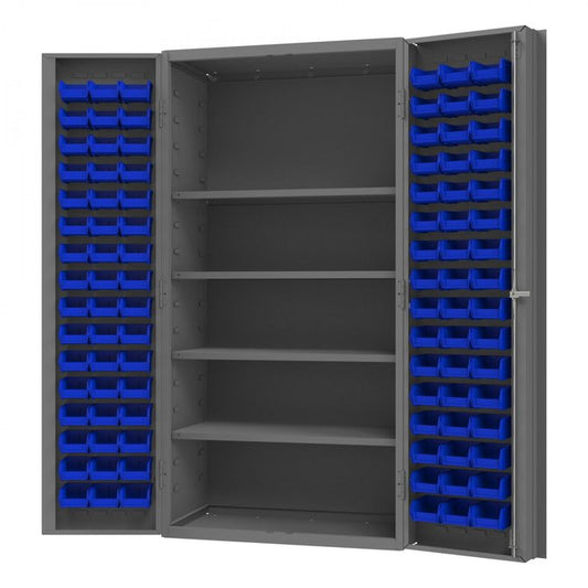 DURHAM MFG DC-DLP-96-4S-5295 Cabinet, 4 Shelves, 96 Blue Bins