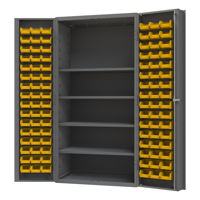 DURHAM MFG DC-DLP-96-4S-95 Cabinet, 4 Shelves, 96 Yellow Bins