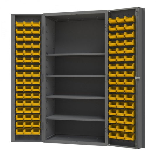 DURHAM MFG DC-DLP-96-4S-95 Cabinet, 4 Shelves, 96 Yellow Bins