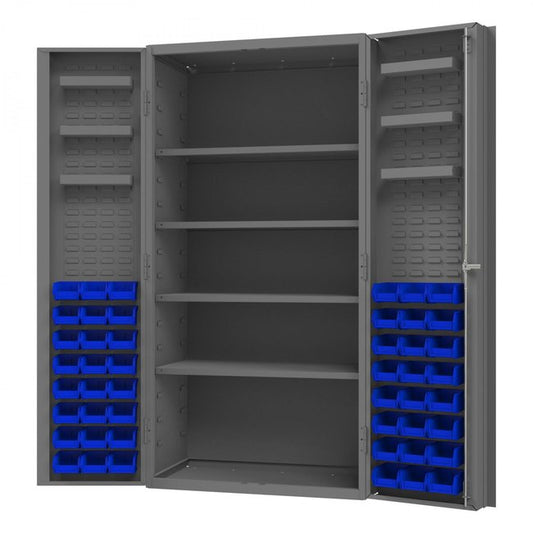 DURHAM MFG DC36-48-4S6DS-5295 Cabinet, 4 Shelves, 48 Blue Bins