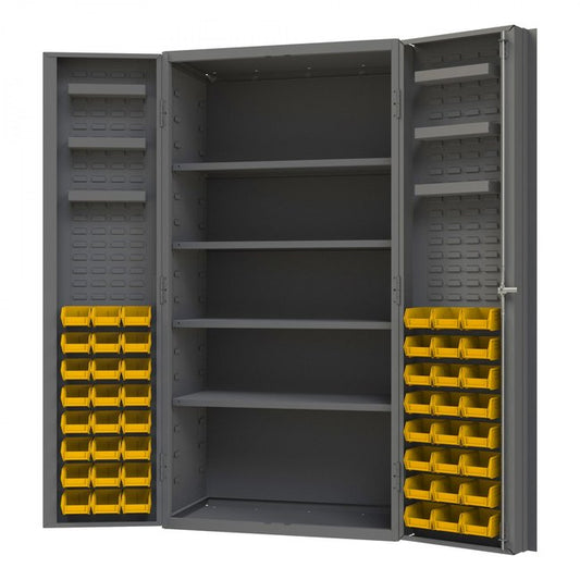 DURHAM MFG DC36-48-4S6DS-95 Cabinet, 4 Shelves, 48 Yellow Bins