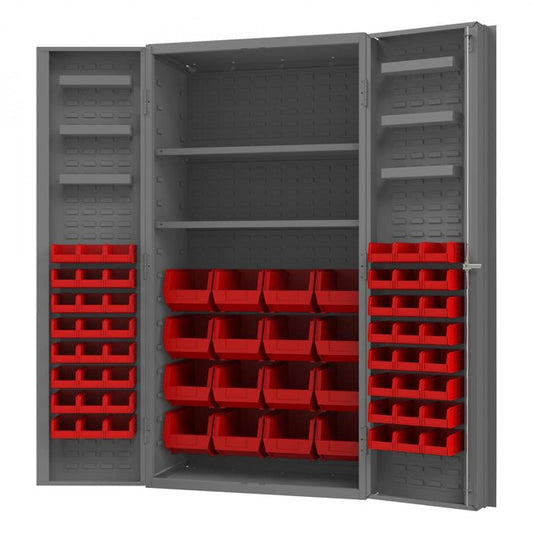 DURHAM MFG DC36-642S6DS-1795 Cabinet, 2 Shelves, 64 Red Bins