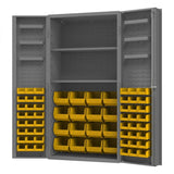 DURHAM MFG DC36-642S6DS-95 Cabinet, 2 Shelves, 64 Yellow Bins