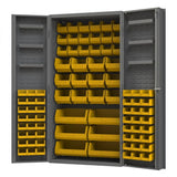 DURHAM MFG DC36-78-6DS-95 Cabinet, 84 Yellow Bins, 6 Door Shelves