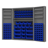 DURHAM MFG DC48-114-6DS-5295 Cabinet, 6 Door Shelves, 114 Blue Bins