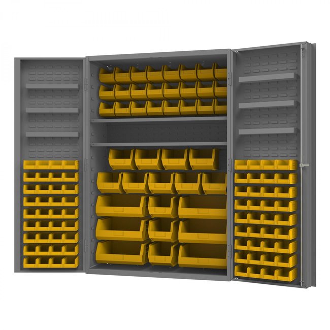 DURHAM MFG DC48-114-6DS-95 Cabinet, 6 Door Shelves, 114 Yellow Bins