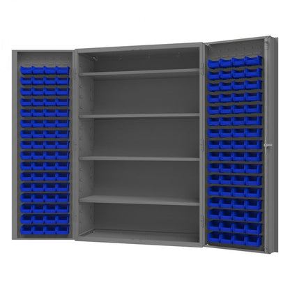 DURHAM MFG DC48-128-4S-5295 Cabinet, 4 Shelves, 128 Blue Bins