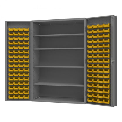 DURHAM MFG DC48-128-4S-95 Cabinet, 4 Shelves, 128 Yellow Bins