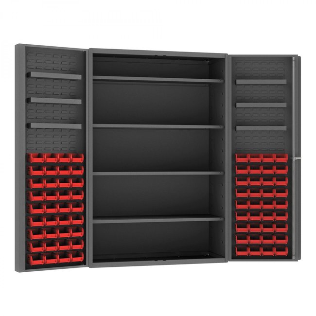 DURHAM MFG DC48-724S6DS-1795 Cabinet, 4 Shelves, 72 Red Bins