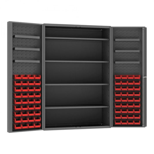 DURHAM MFG DC48-724S6DS-1795 Cabinet, 4 Shelves, 72 Red Bins