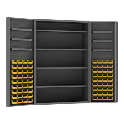 DURHAM MFG DC48-724S6DS-95 Cabinet, 4 Shelves, 72 Yellow Bins
