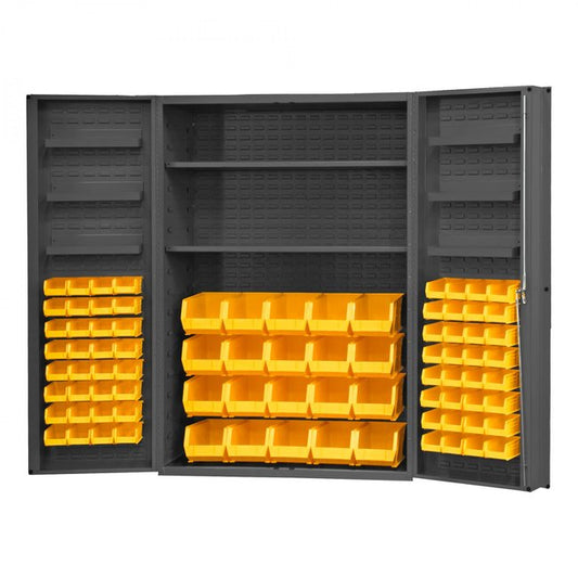 DURHAM MFG DC48-842S6DS-95 Cabinet, 2 Shelves, 84 Yellow Bins