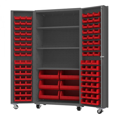DURHAM MFG DCM36-BDLP-102-3S-1795 Mobile Cabinet, 102 Bins, 3 shelves