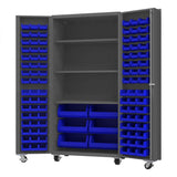 DURHAM MFG DCM36-BDLP-102-3S-5295 Mobile Cabinet, 102 Bins, 3 shelves