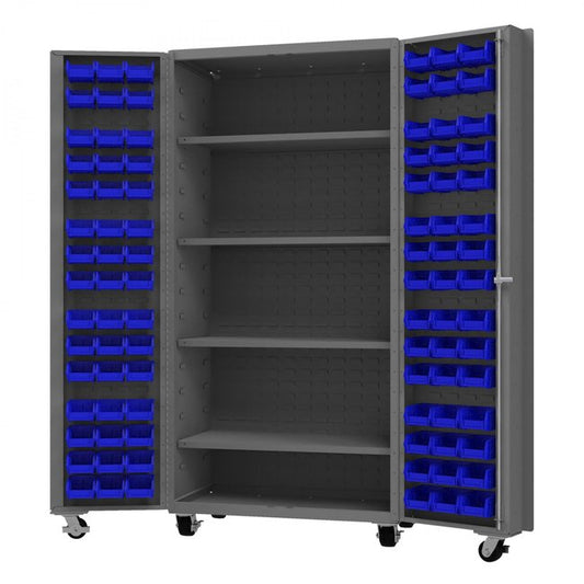 DURHAM MFG DCM36-BDLP-96-4S-5295 Mobile Cabinet, 96 Bins, 4 shelves