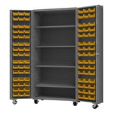 DURHAM MFG DCM36-BDLP-96-4S-95 Mobile Cabinet, 96 Bins, 4 shelves