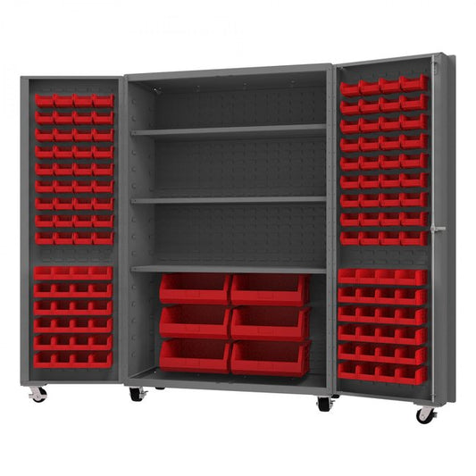 DURHAM MFG DCM48-BDLP-126-3S-1795 Mobile Cabinet, 126 Bins, 3 shelves