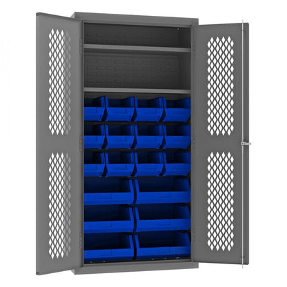 DURHAM MFG EMDC-361872-18B-2S-5295 Ventilated Cabinet, 2 Shelves, 18 Bins