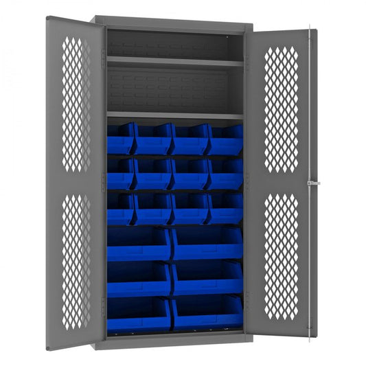 DURHAM MFG EMDC-361872-18B-2S-5295 Ventilated Cabinet, 2 Shelves, 18 Bins