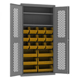 DURHAM MFG EMDC-361872-18B-2S-95 Ventilated Cabinet, 2 Shelves, 18 Bins