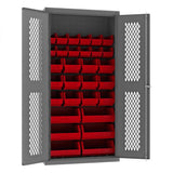 DURHAM MFG EMDC-361872-30B-1795 Ventilated Cabinet, 30 Red Bins