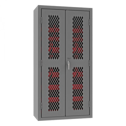 DURHAM MFG EMDC-361872-30B-1795 Ventilated Cabinet, 30 Red Bins