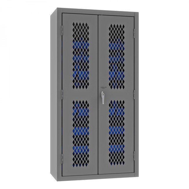 DURHAM MFG EMDC-361872-30B-5295 Ventilated Cabinet, 30 Blue Bins