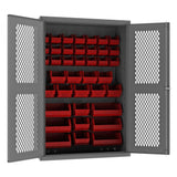 DURHAM MFG EMDC-482472-42B-1795 Ventilated Cabinet, 42 Red Bins