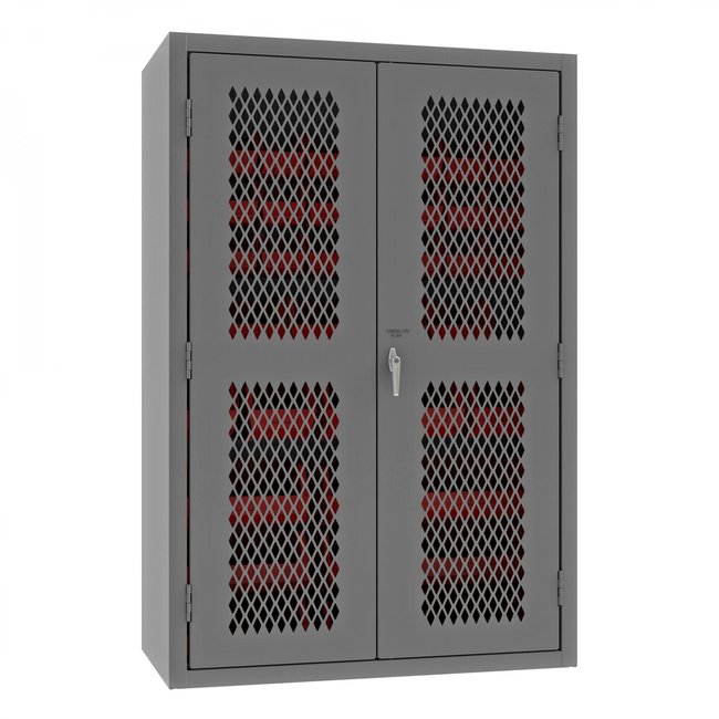 DURHAM MFG EMDC-482472-42B-1795 Ventilated Cabinet, 42 Red Bins