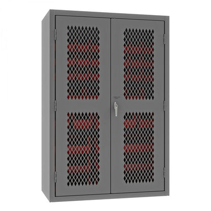 DURHAM MFG EMDC-482472-42B-1795 Ventilated Cabinet, 42 Red Bins