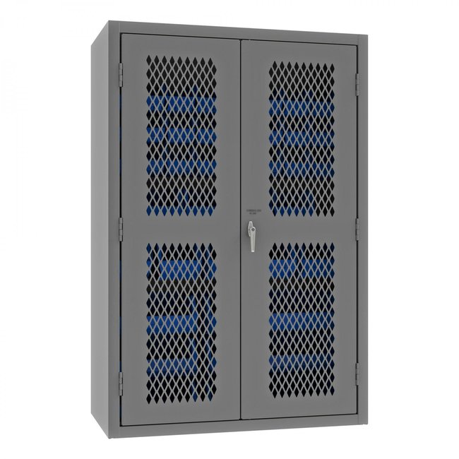 DURHAM MFG EMDC-482472-42B-5295 Ventilated Cabinet, 42 Blue Bins