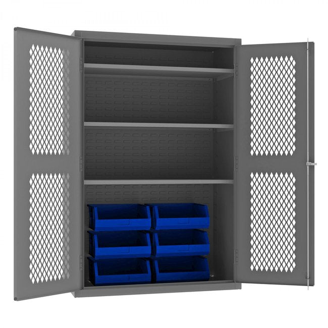 DURHAM MFG EMDC-482472-6B-3S-5295 Ventilated Cabinet, 3 Shelves, 6 Bins