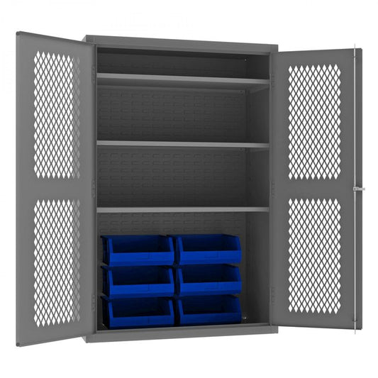 DURHAM MFG EMDC-482472-6B-3S-5295 Ventilated Cabinet, 3 Shelves, 6 Bins